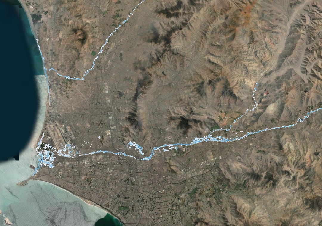 Riverine flood hazard layer along the rivers of Lima, Peru