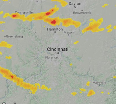 Hail footprint map, Cincinnati hailstorm