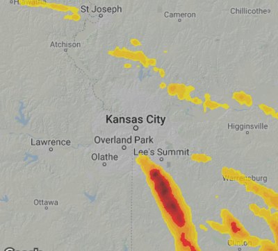 Hail footprint map, Kansas City hailstorm