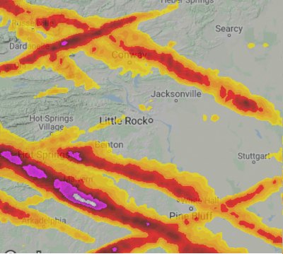Hail footprint map, Little Rock hailstorm