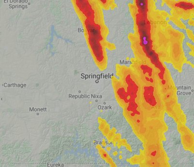 Hail footprint map, Springfield hailstorm